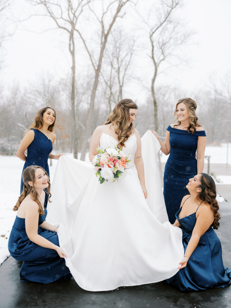 winter bridesmaids